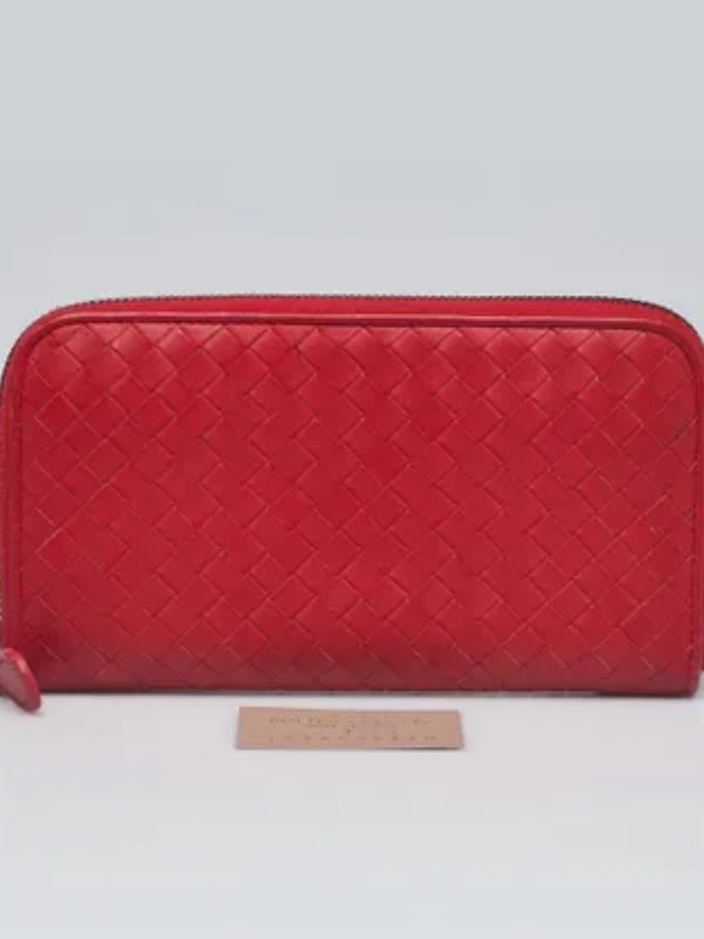 Bottega Veneta Red Leather Zip Wallet